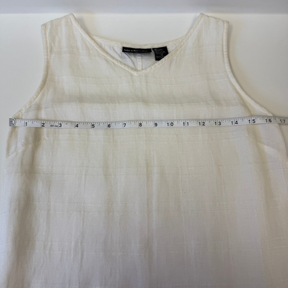 Style & Co White Textured Linen Blend V Neck Sleeveless Midi Dress Size 4P - Picture 7 of 9